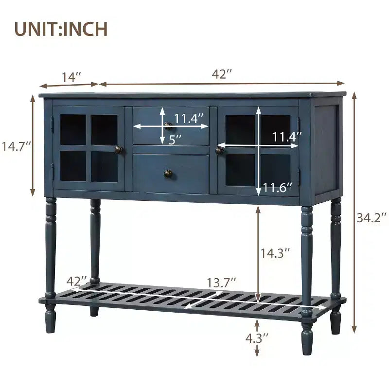 Table d'entrée de ferme avec étagère inférieure Table console