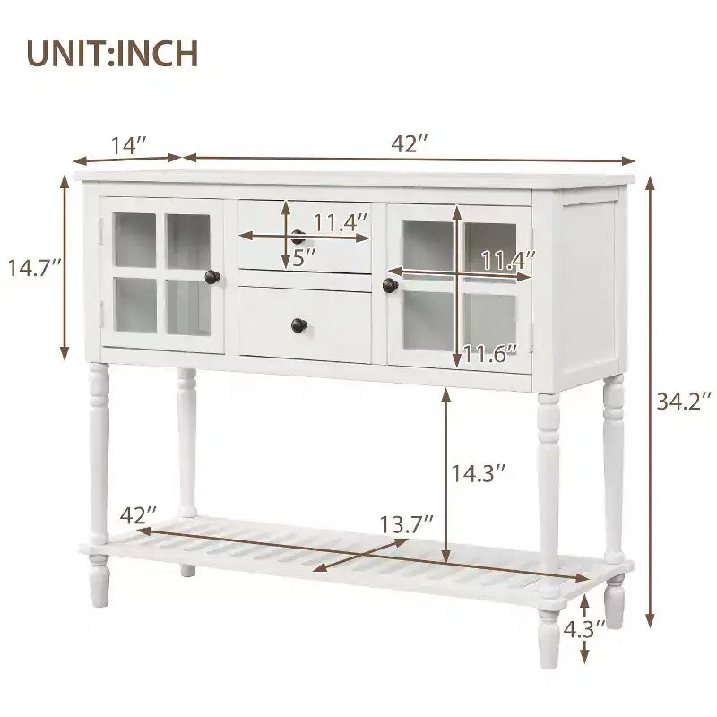 Table d'entrée de ferme avec étagère inférieure Table console