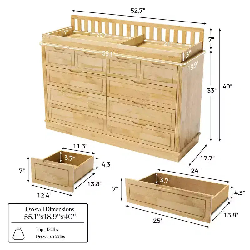 Table à langer et commode en pin massif