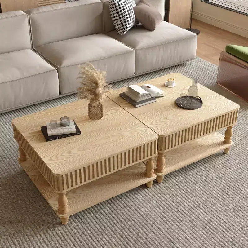 Table basse relevable moderne avec rangement, Table basse avec plateau massif