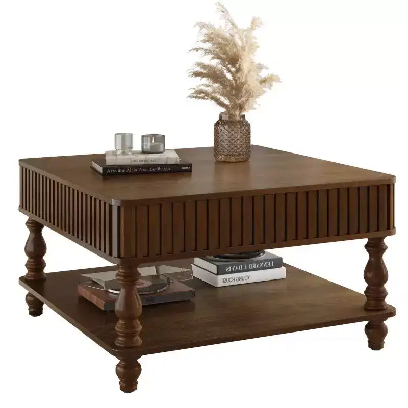 Table basse relevable moderne avec rangement, Table basse avec plateau massif