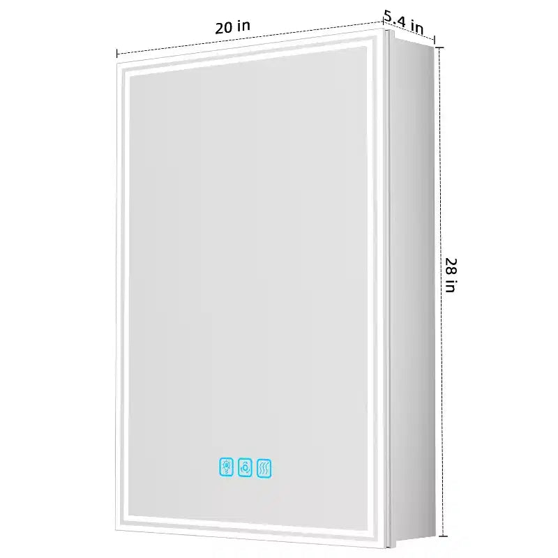 Armoire de toilette rectangulaire en aluminium avec miroir et lumière