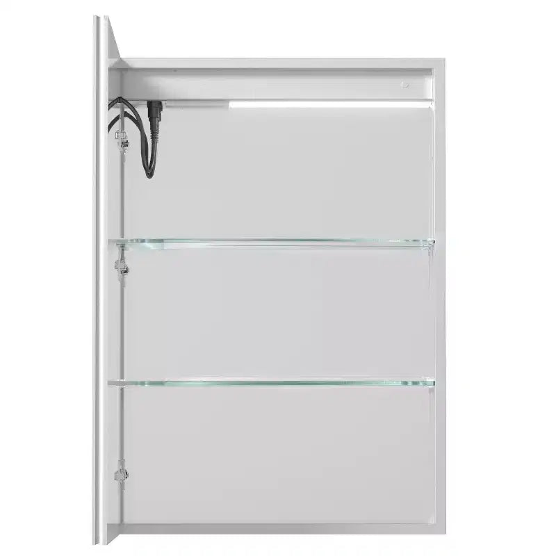 Armoire de toilette rectangulaire en aluminium avec miroir et lumière