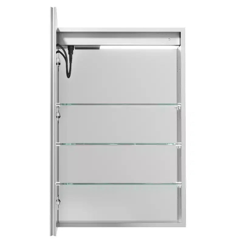 Armoire de toilette rectangulaire en aluminium avec miroir et lumière