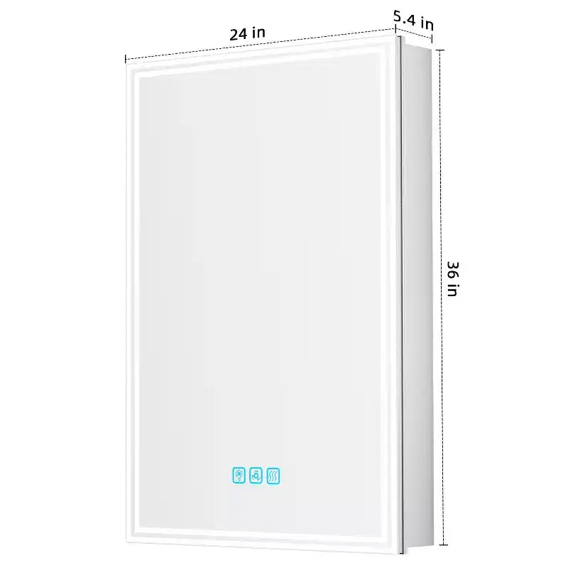 Armoire de toilette rectangulaire en aluminium avec miroir et lumière
