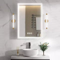 Armoire de toilette rectangulaire en aluminium avec miroir et lumière