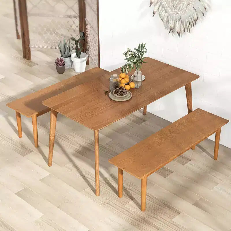 Banc de salle à manger en bois massif, banc d'entrée avec pieds en bois d'hévéa