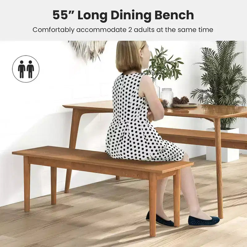 Banc de salle à manger en bois massif, banc d'entrée avec pieds en bois d'hévéa