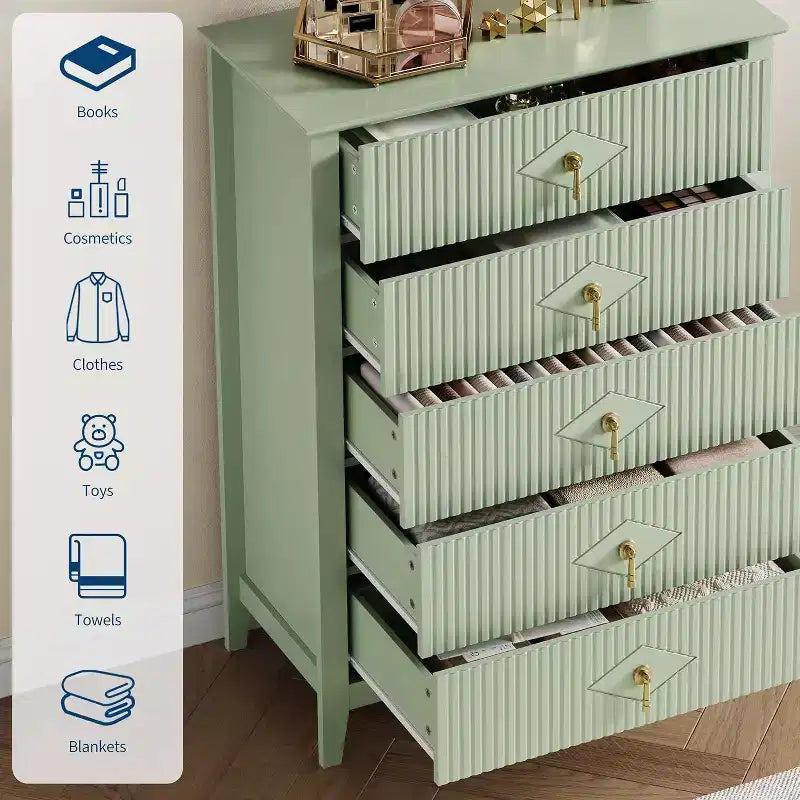 Commode cannelée, Organiseur moderne avec tiroirs profonds