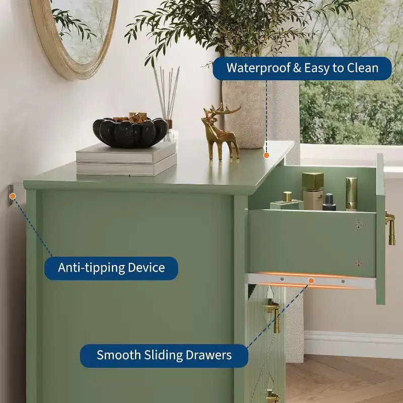 Commode cannelée, Organiseur moderne avec tiroirs profonds