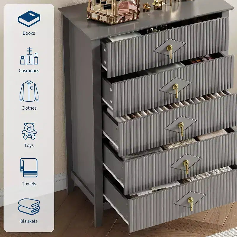 Commode cannelée, Organiseur moderne avec tiroirs profonds