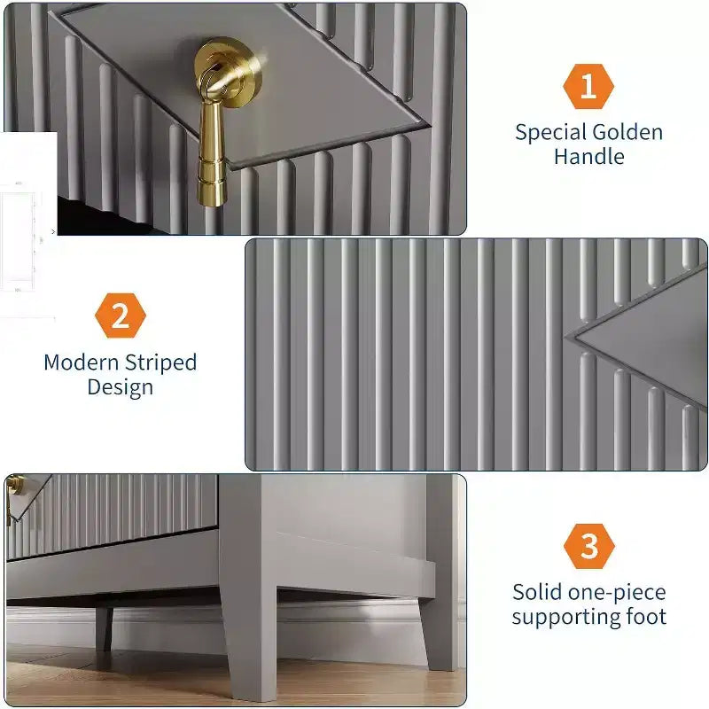 Commode cannelée, Organiseur moderne avec tiroirs profonds