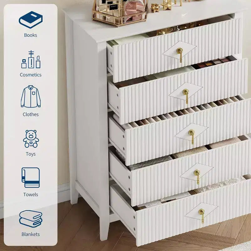 Commode cannelée, Organiseur moderne avec tiroirs profonds