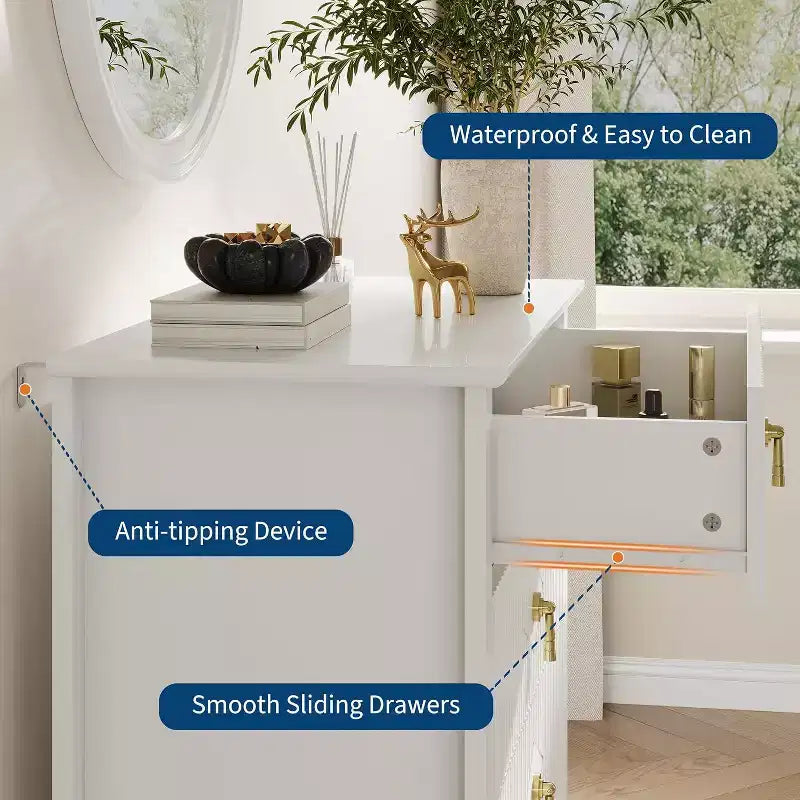 Commode cannelée, Organiseur moderne avec tiroirs profonds