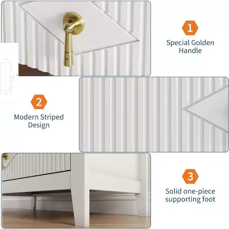 Commode cannelée, Organiseur moderne avec tiroirs profonds