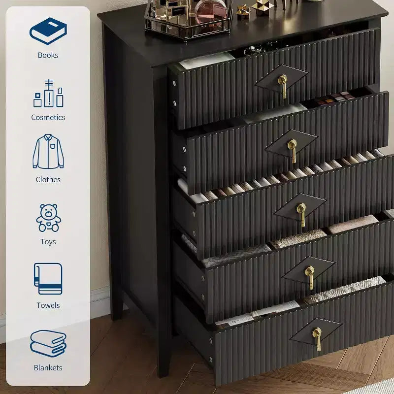 Commode cannelée, Organiseur moderne avec tiroirs profonds
