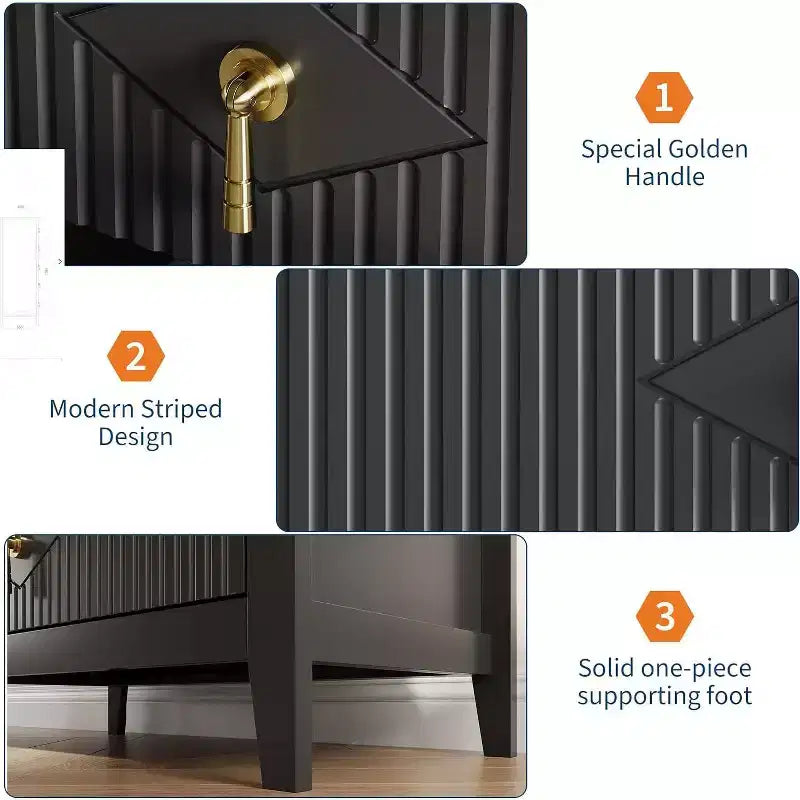 Commode cannelée, Organiseur moderne avec tiroirs profonds