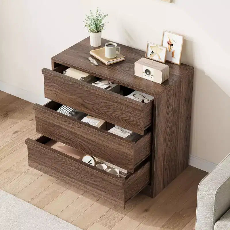 Table de chevet/d'appoint en noyer moderne avec grand rangement, table d'entrée