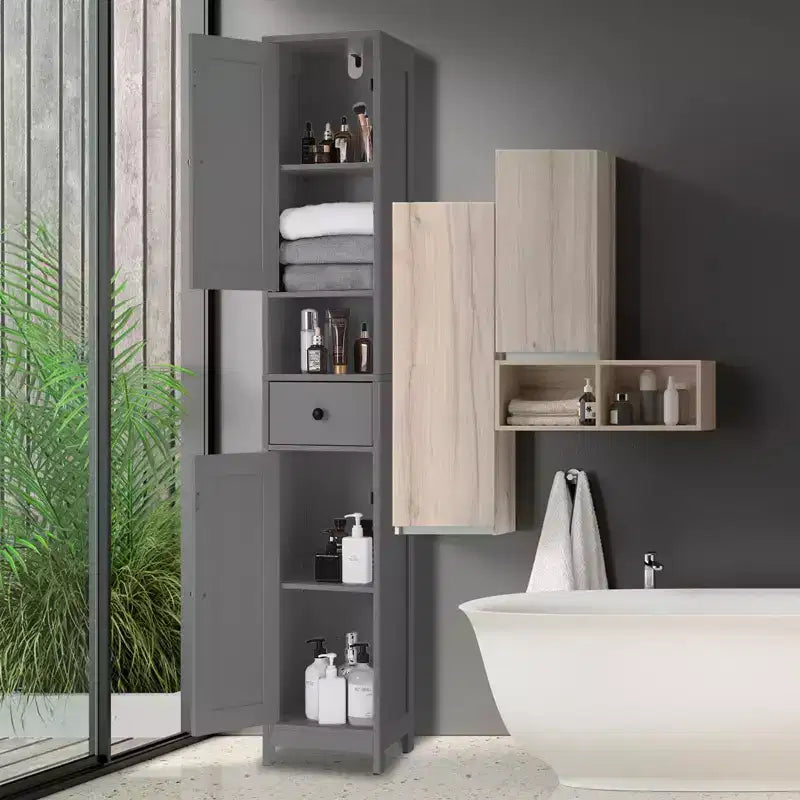 Meuble de rangement WC, colonne de salle de bain, meuble de rangement étroit pour salle de bain