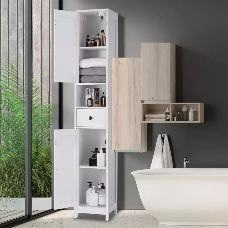 Meuble de rangement WC, colonne de salle de bain, meuble de rangement étroit pour salle de bain