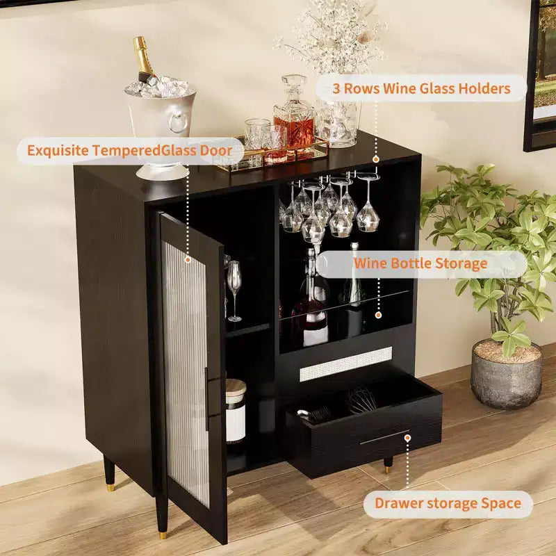 Meuble de rangement moderne pour cave à vin et mini-bar à café