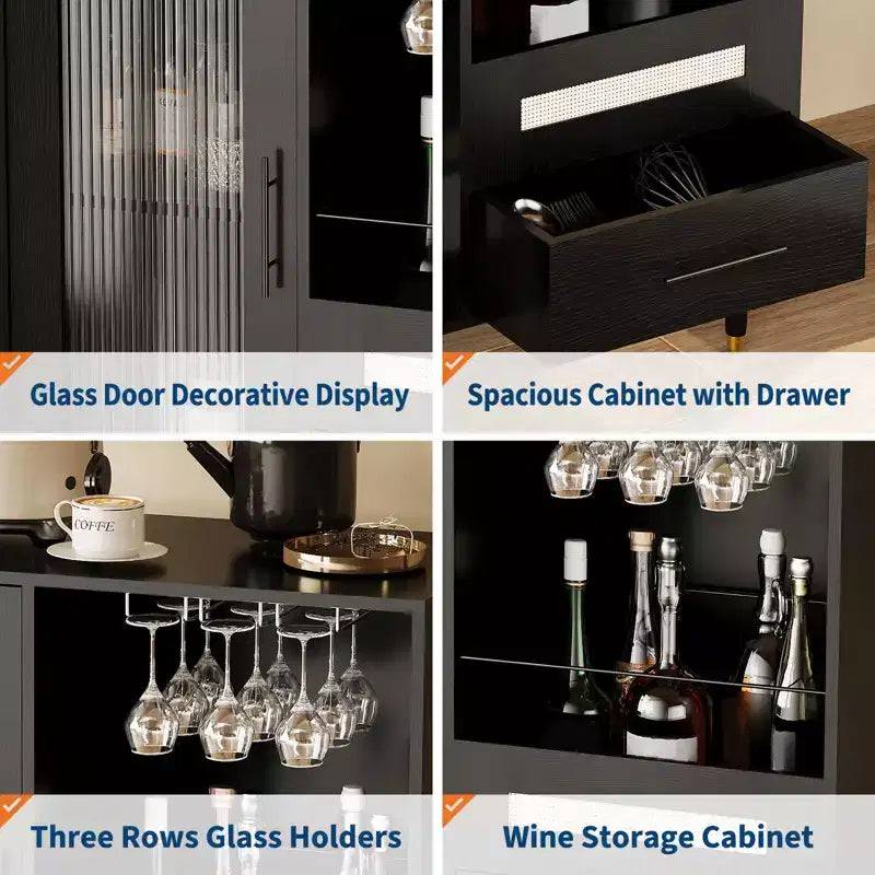 Meuble de rangement moderne pour cave à vin et mini-bar à café
