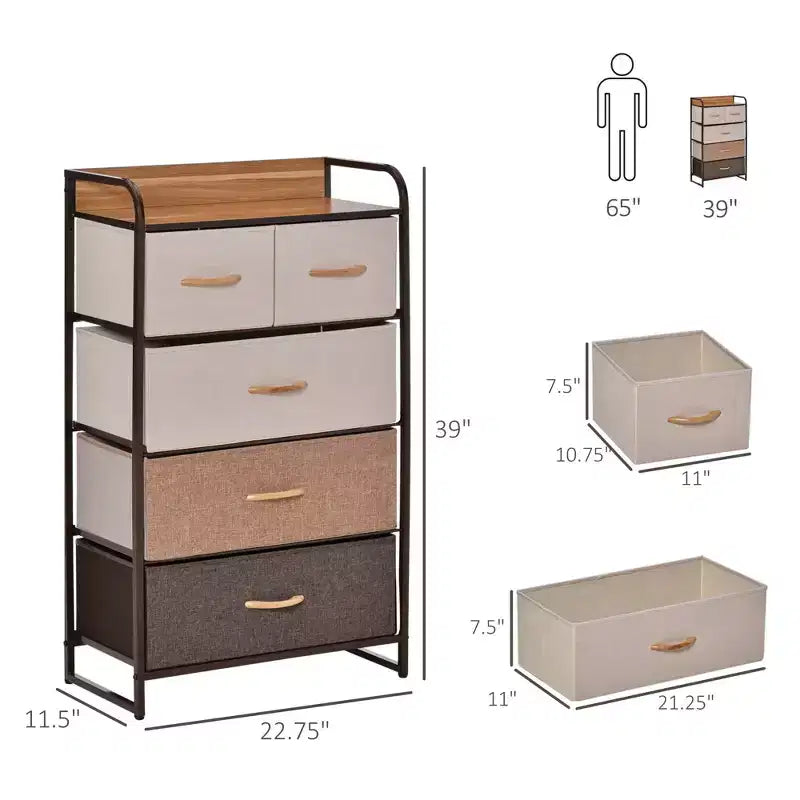 Commode Tour en Tissu, Organisateur de Rangement à 4 Niveaux