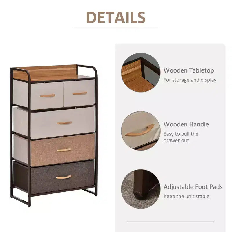 Commode Tour en Tissu, Organisateur de Rangement à 4 Niveaux