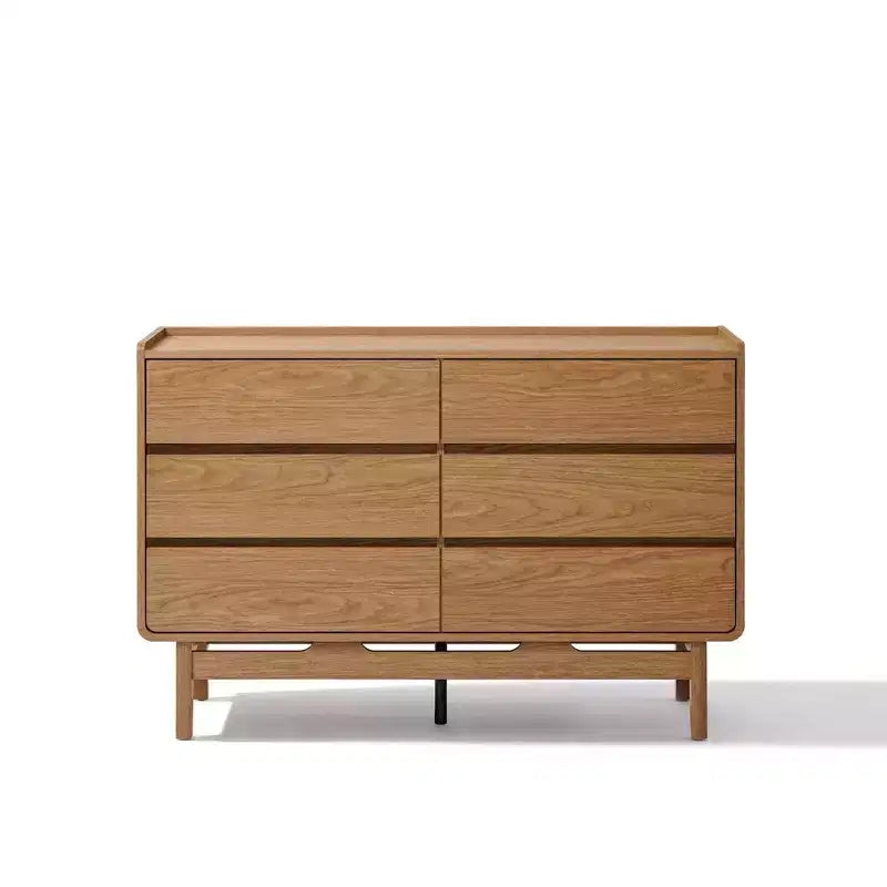 Commode de style Mid-Century à finition naturelle, rangement horizontal