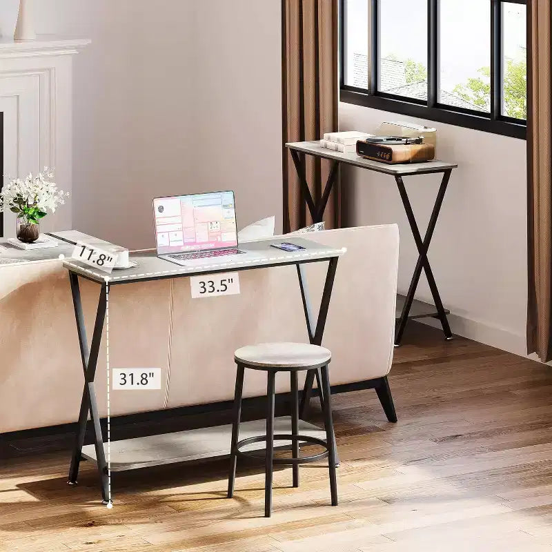 Console, Table de canapé longue de style industriel pour l'arrière du canapé
