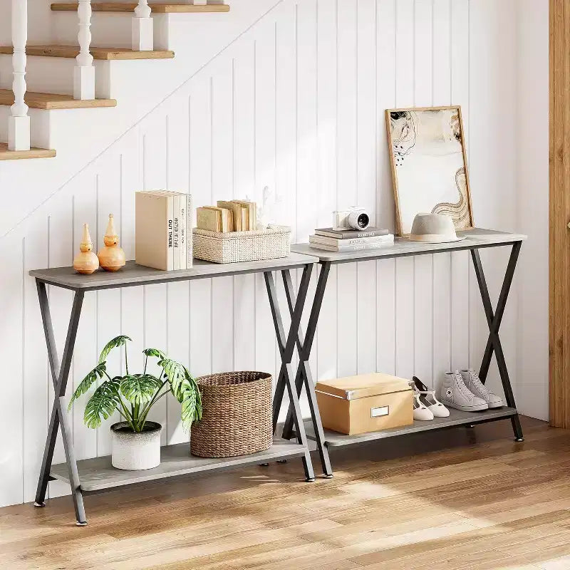 Console, Table de canapé longue de style industriel pour l'arrière du canapé