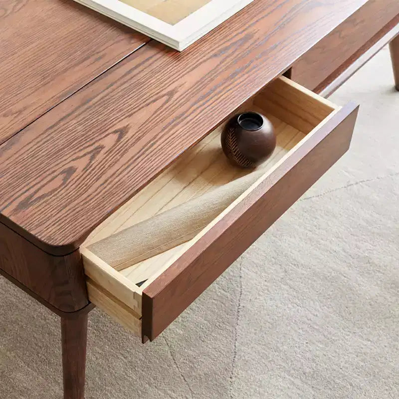 Table basse relevable, table centrale en chêne massif avec rangement caché