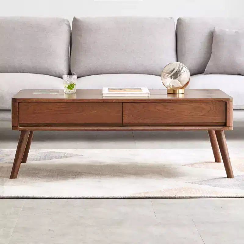 Table basse relevable, table centrale en chêne massif avec rangement caché