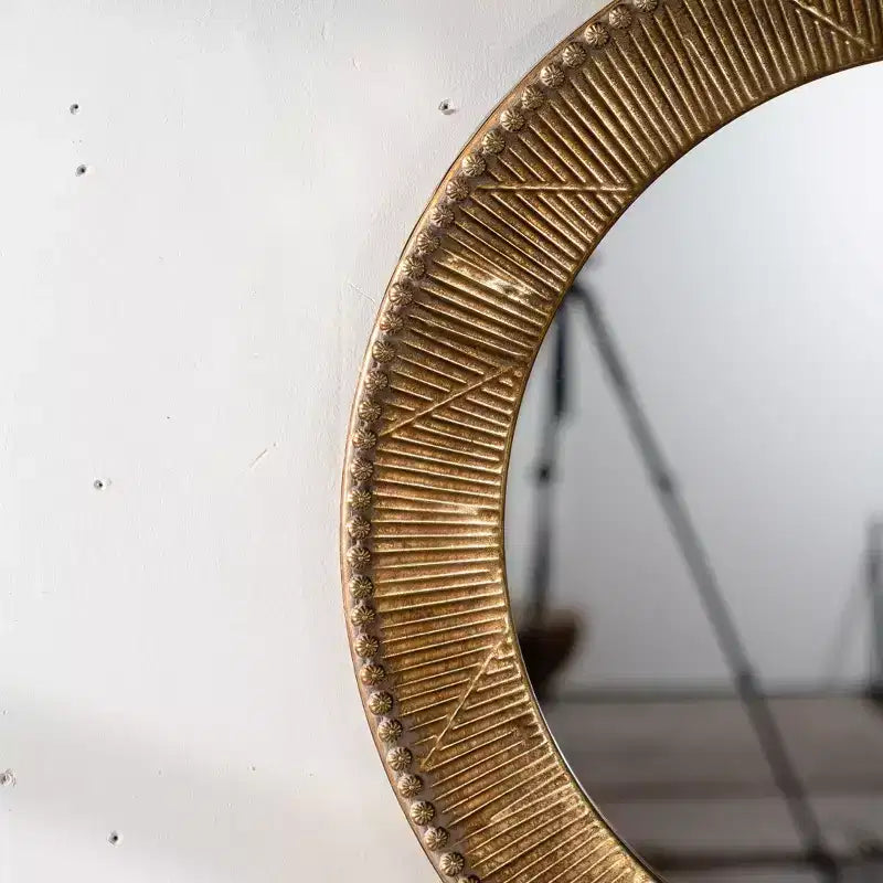 Miroir mural rond texturé martelé Miroir rustique