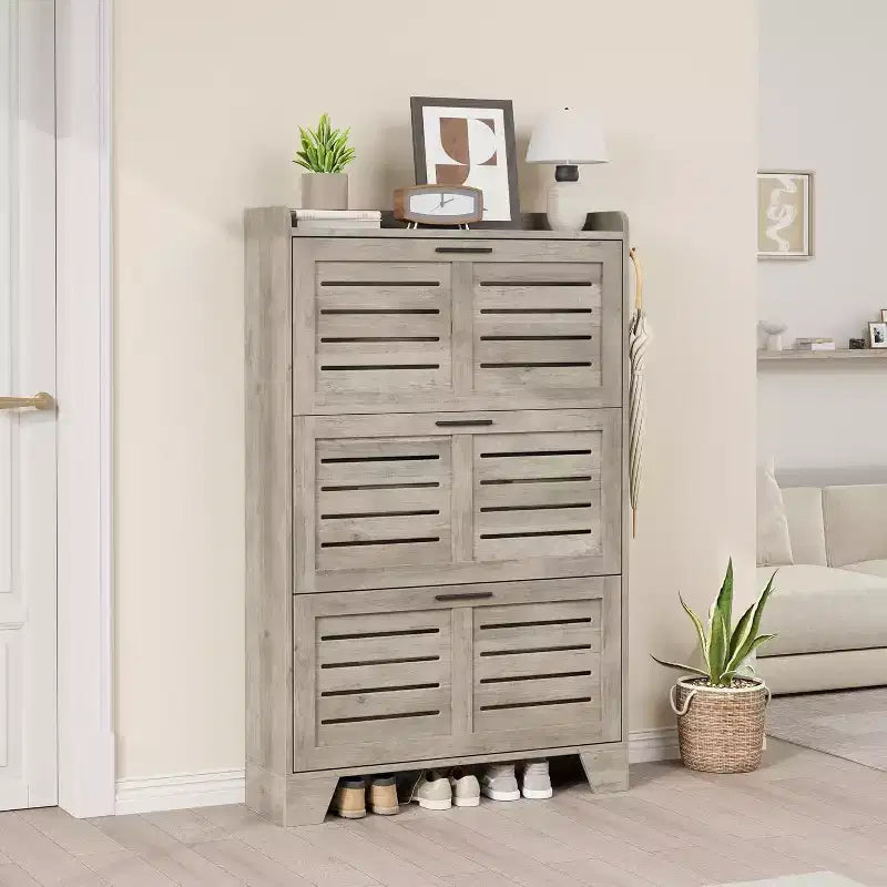 Meuble à Chaussures avec Tiroirs Basculants, Meuble de Rangement pour Chaussures sur Pied