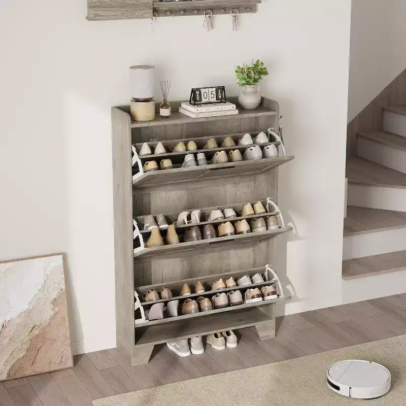 Meuble à Chaussures avec Tiroirs Basculants, Meuble de Rangement pour Chaussures sur Pied
