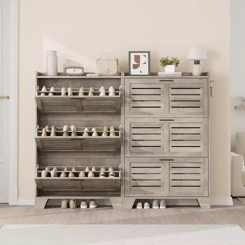 Meuble à Chaussures avec Tiroirs Basculants, Meuble de Rangement pour Chaussures sur Pied