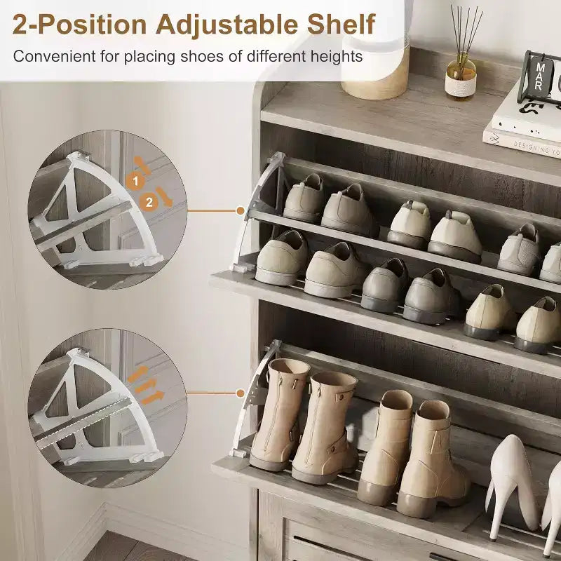 Meuble à Chaussures avec Tiroirs Basculants, Meuble de Rangement pour Chaussures sur Pied