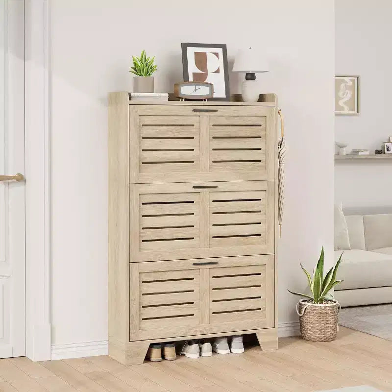 Meuble à Chaussures avec Tiroirs Basculants, Meuble de Rangement pour Chaussures sur Pied