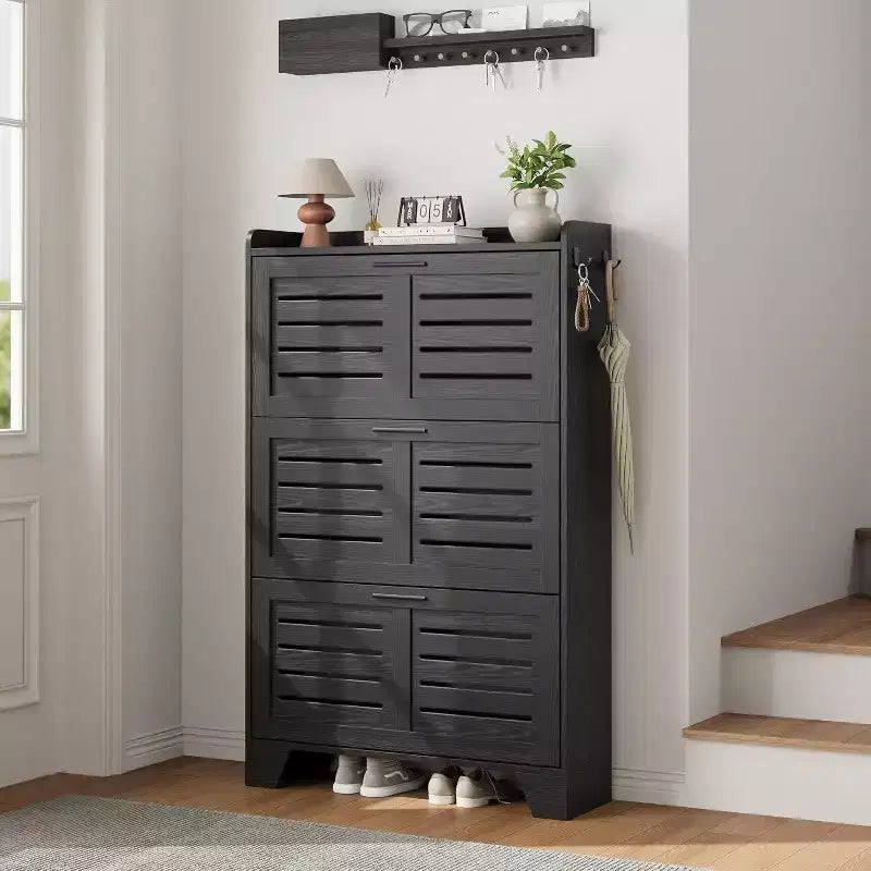 Meuble à Chaussures avec Tiroirs Basculants, Meuble de Rangement pour Chaussures sur Pied