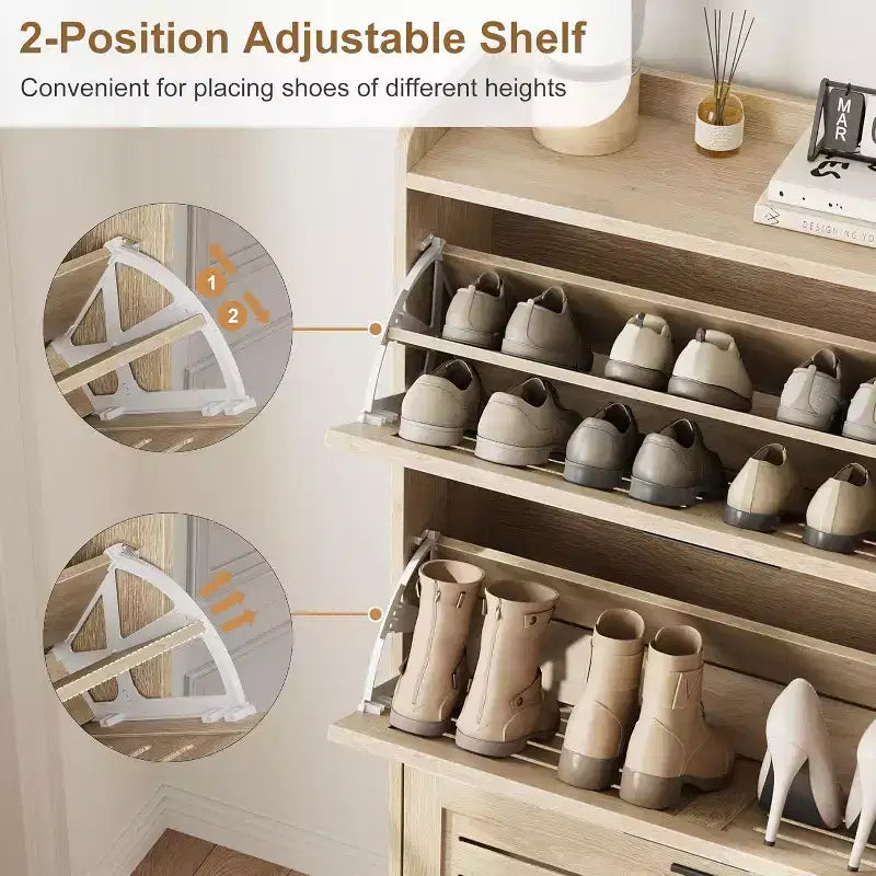 Meuble à Chaussures avec Tiroirs Basculants, Meuble de Rangement pour Chaussures sur Pied