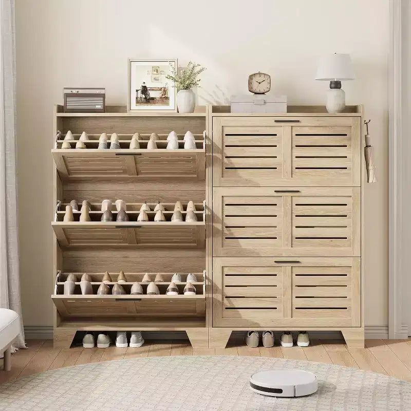 Meuble à Chaussures avec Tiroirs Basculants, Meuble de Rangement pour Chaussures sur Pied