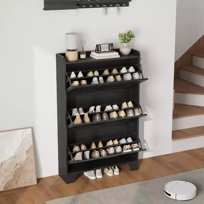 Meuble à Chaussures avec Tiroirs Basculants, Meuble de Rangement pour Chaussures sur Pied