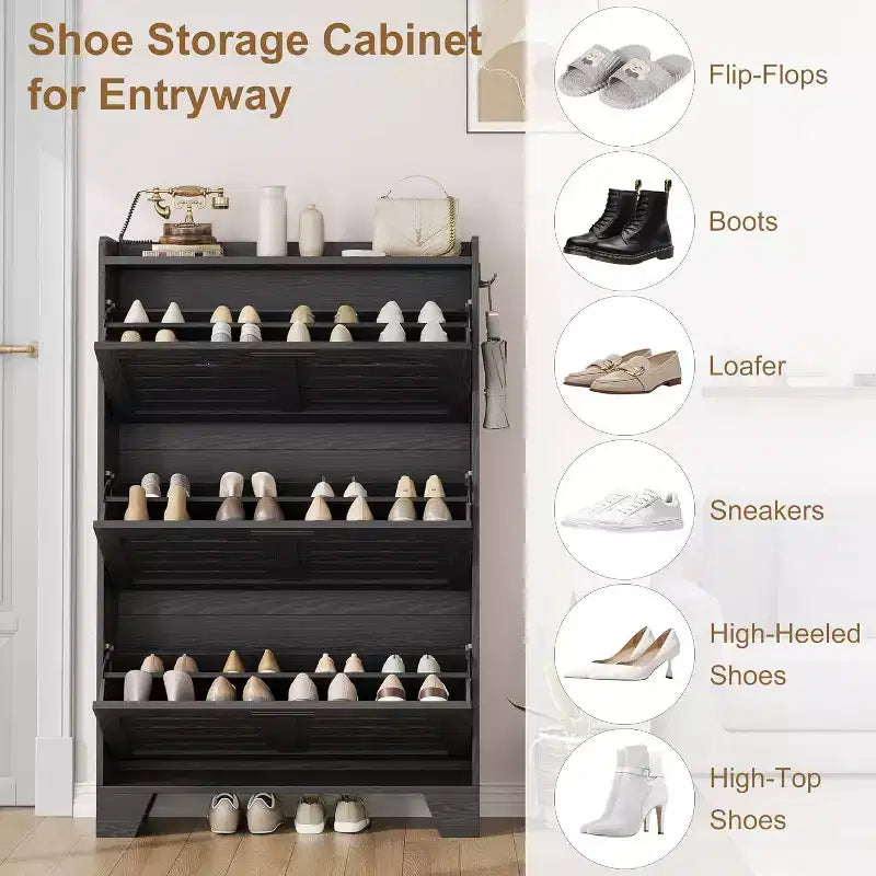 Meuble à Chaussures avec Tiroirs Basculants, Meuble de Rangement pour Chaussures sur Pied