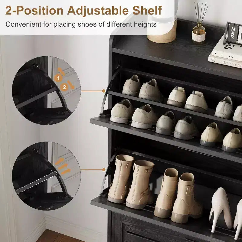 Meuble à Chaussures avec Tiroirs Basculants, Meuble de Rangement pour Chaussures sur Pied