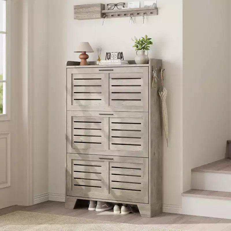 Meuble à Chaussures avec Tiroirs Basculants, Meuble de Rangement pour Chaussures sur Pied