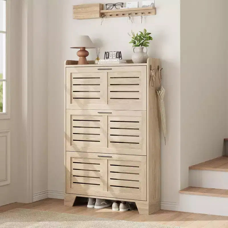 Meuble à Chaussures avec Tiroirs Basculants, Meuble de Rangement pour Chaussures sur Pied