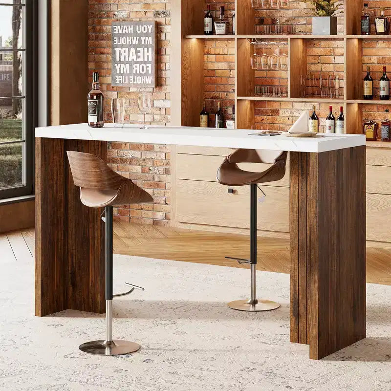 Table de bar mange-debout à hauteur de comptoir avec plateau extra-épais