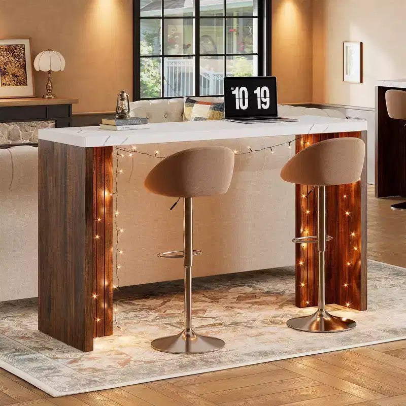Table de bar mange-debout à hauteur de comptoir avec plateau extra-épais