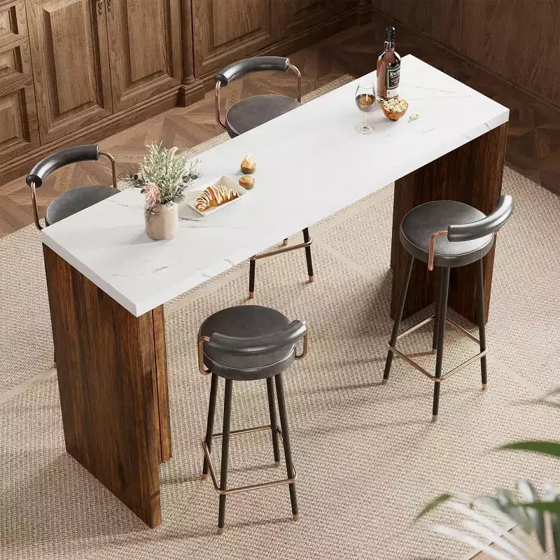 Table de bar mange-debout à hauteur de comptoir avec plateau extra-épais